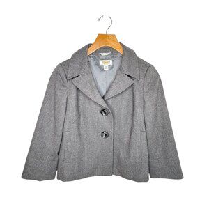 Talbots Gray Wool Flannel Cropped Jacket